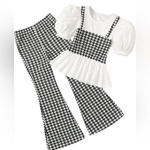 Two piece girls houndstooth outfit.